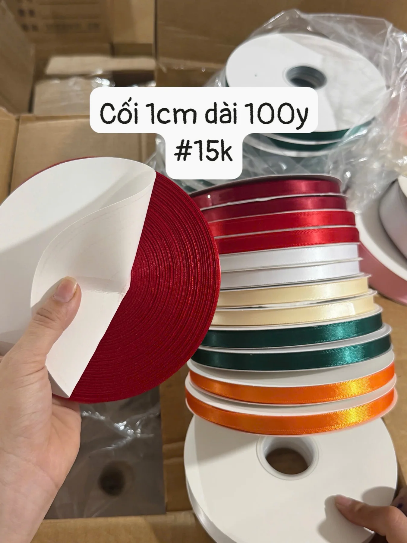 Ruy băng cối 1cm dài 100Y
